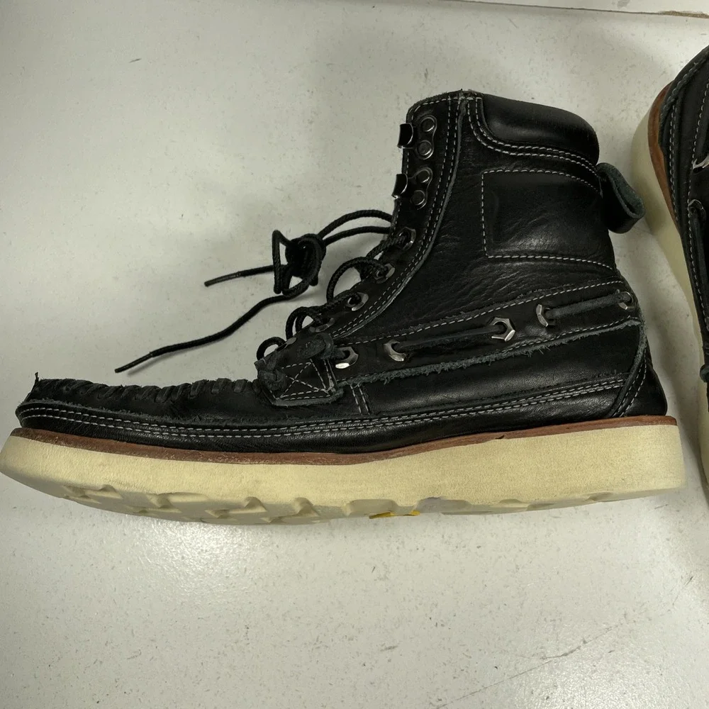Sebago Shoreham Boots Mens Hiking Hunting Size 7.5 Black Leather Casual